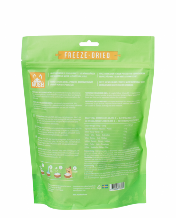 vaisto freeze dried gron 250 g baksida